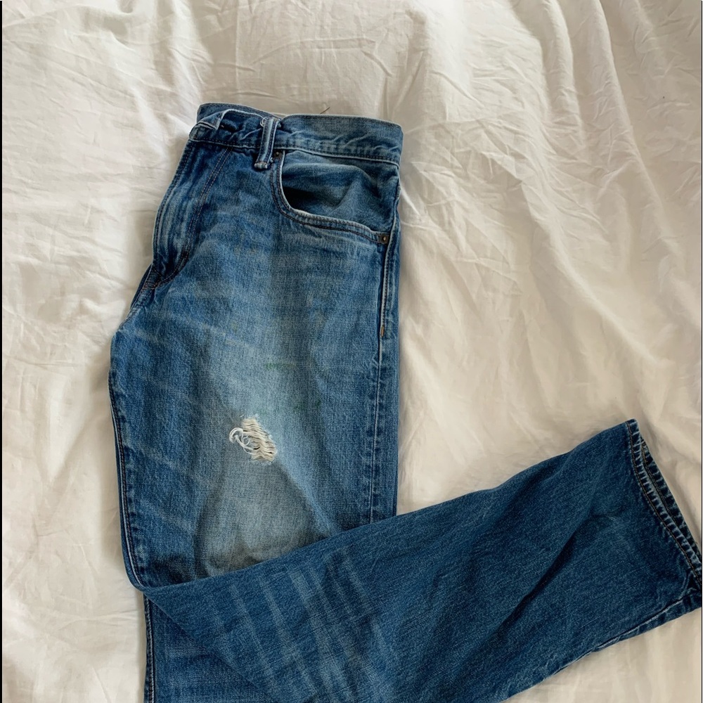 Gap ripped jeans with a light wash!